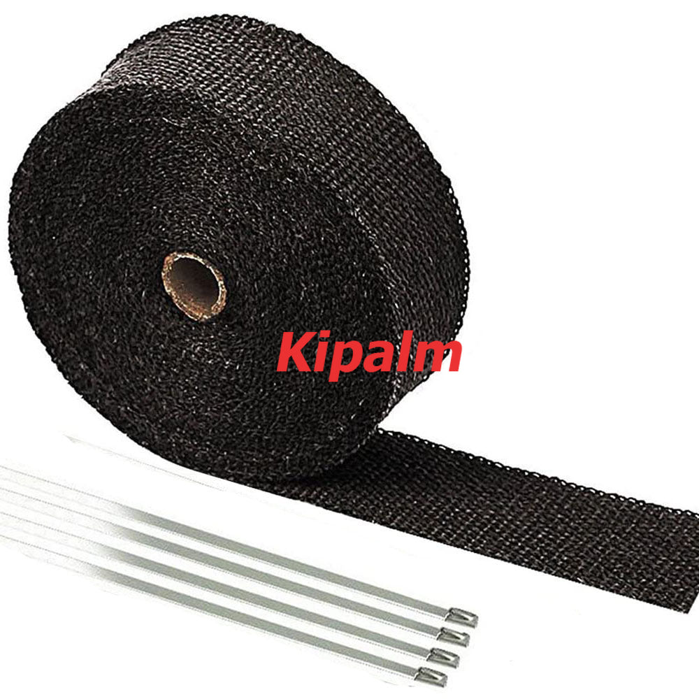 5M 10M 15M Motorcycle Exhaust Heat Wrap Roll with Stainless Ties Fiberglass Heat Shield Tape