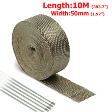 Load image into Gallery viewer, 5M 10M 15M Motorcycle Exhaust Heat Wrap Roll with Stainless Ties Fiberglass Heat Shield Tape
