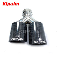 Load image into Gallery viewer, 1 Pair Universal Dual Exhaust Pipes Curly Edge Remus Sport Glossy Carbon Fiber Muffler Tips for BMW AUDI GOLF MAZDA