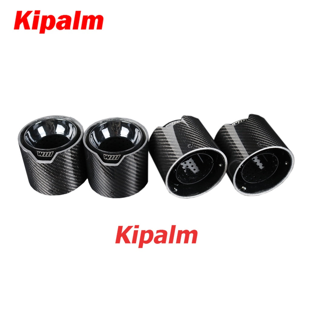 4pcs Black Coated Stainless Steel Glossy Finish Carbon Fiber Exhaut Tip Pipe Tail Ends Fits for BMW M3 G80 M4 G82 G83