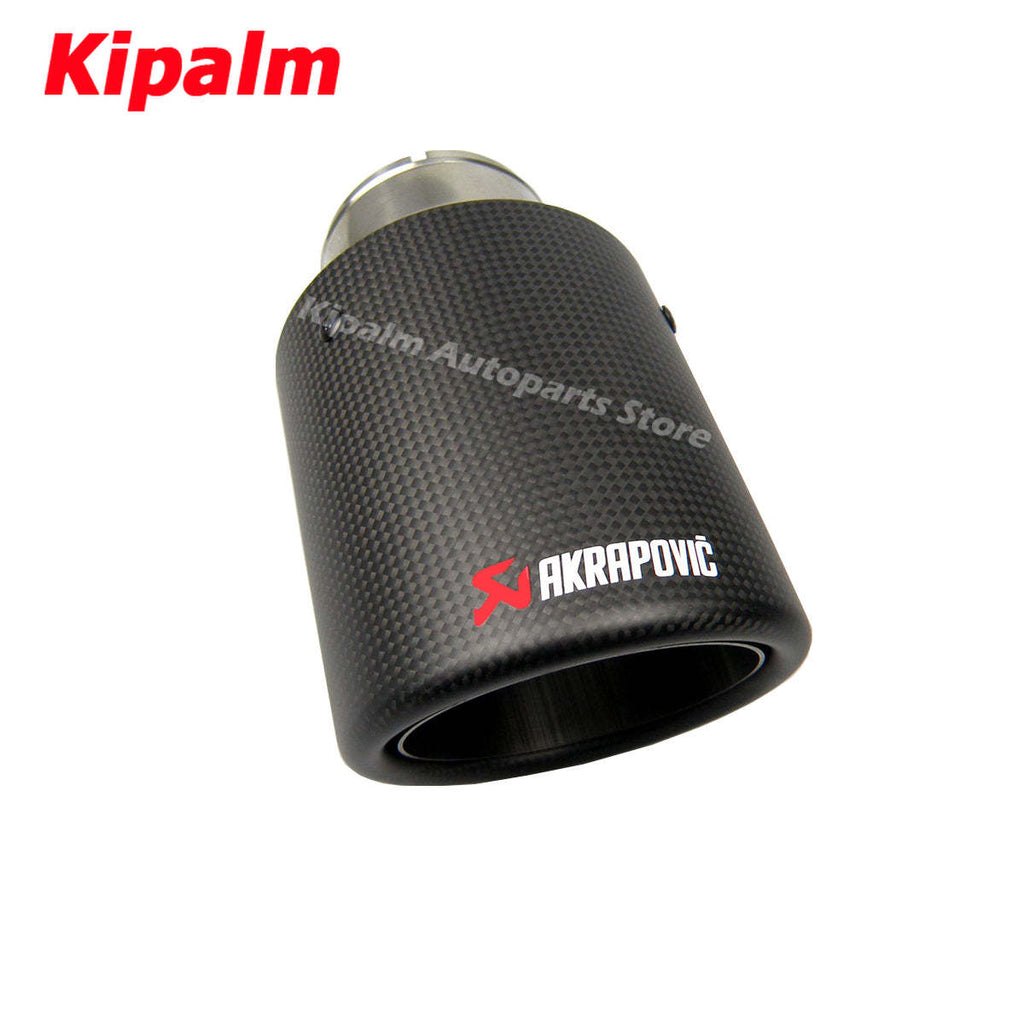 1PCS Akrapovic Curly Matte Car Universal Carbon Fiber Exhaust Tip Muffler Pipe For BMW BENZ AUDI VW