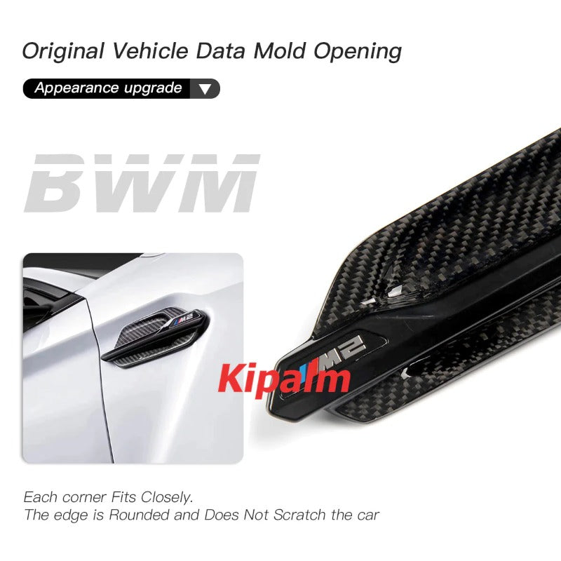 2PCS Real Carbon Fiber Front Side Light Trim Replacement Vent Fender Cover for BMW M2 F87