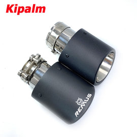 Car Universal Oval Curly Edge Remus Exhaust Tip Matter Carbon Fiber Exhaust Muffler Tail Pipe Ends for AUDI BMW BENZ VW