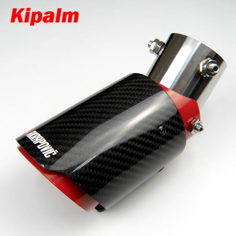 Red Angle Adjustable Bolt-On Akrapovic Carbon Fiber Exhaust Pipe with Anti-drop Rope Kicks FIT CRV RAV4 Altis Toyota HRV