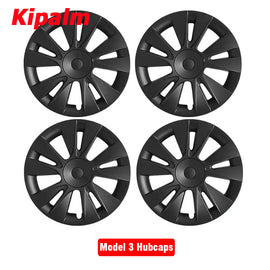WHC3004 4PCS Tesla Model 3 Universal 18inch Sport Wheel Cover Rim Cap Without Logo Matte Black Hubcaps