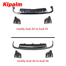 Load image into Gallery viewer, Kipalm h Style Dual Oval Carbon Fiber Exhaust Tip Muffler Tail Pipe Audi A4 A5 A6 A7 Modified to S4 S5 S6 S7 Curly Edge