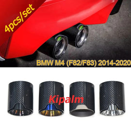 Kipalm 4PCS M Logo BMW M4 (F82/F83) 2014-2020 Carbon Fiber Exhaust Tip Muffler Pipe
