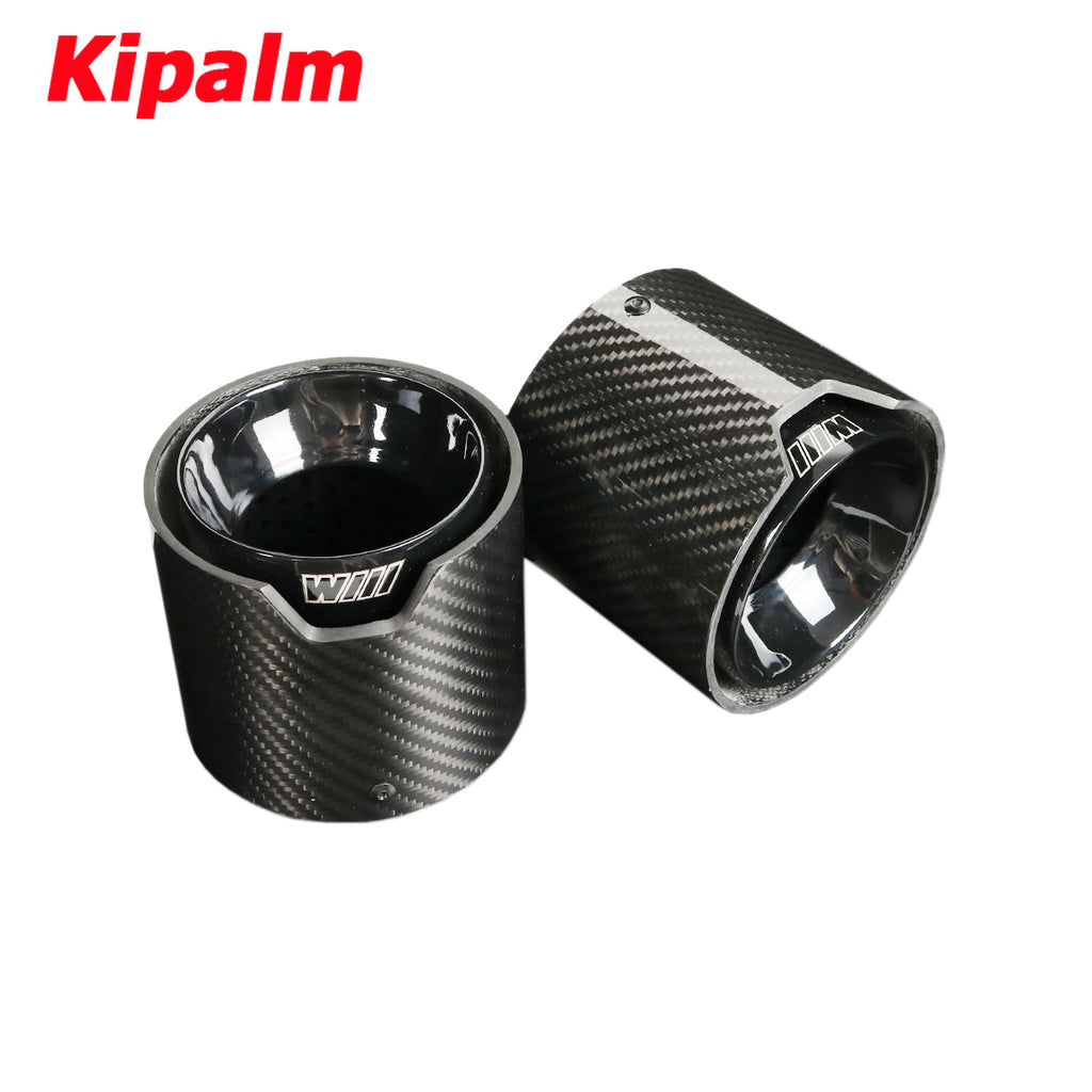 Black Coated Stainless Steel Glossy Carbon Fiber Exhaut Tip Pipe Tail Ends Fits for BMW M3 G80 M4 G82 G83 2020+