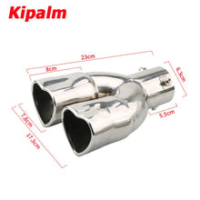 Load image into Gallery viewer, 1PC Universal Dual Exhaust Pipe Muffler Bolt-On Heart Shape Straight Edge Stainless Steel Outlet Nozzle