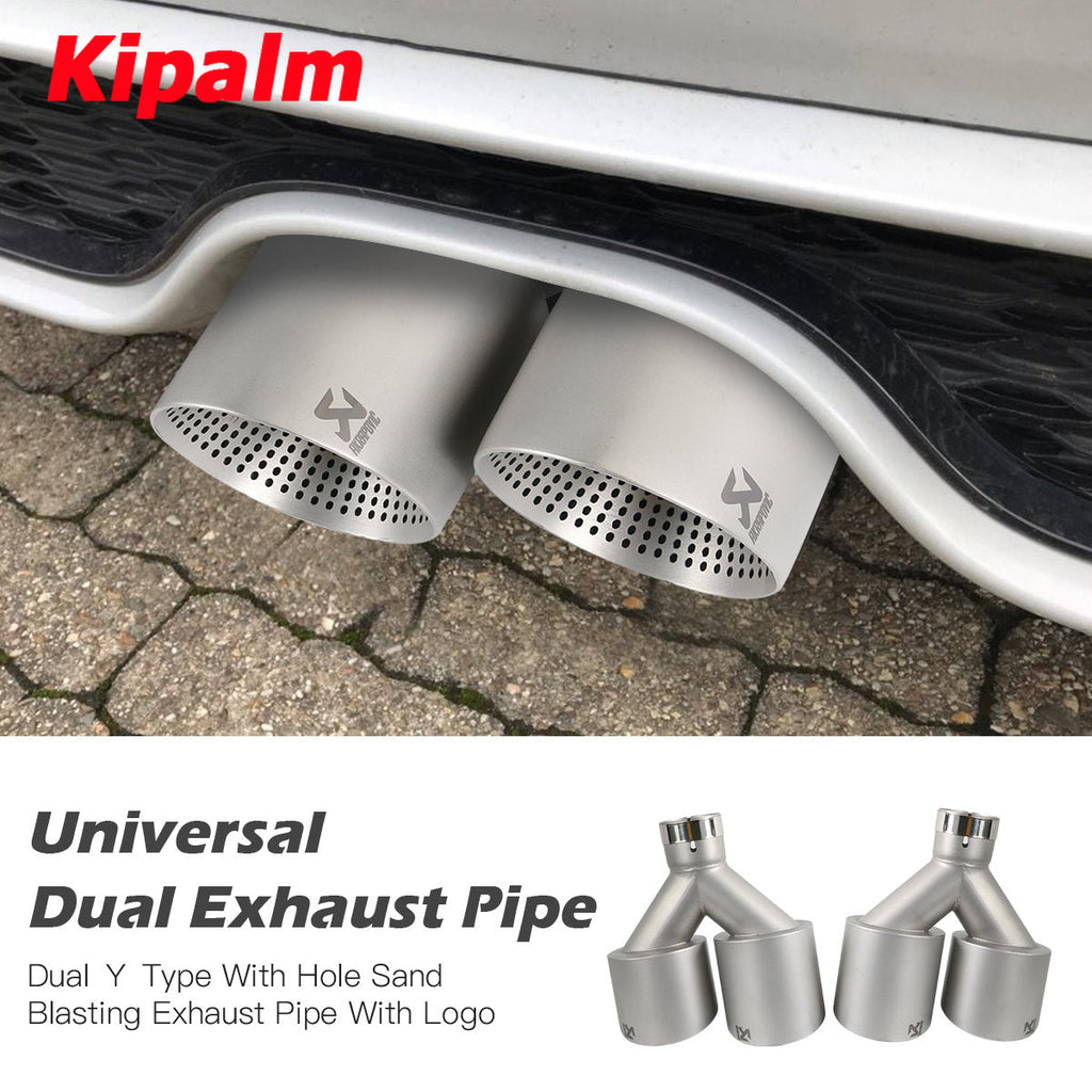 Dual Sand Blasting Stainless Steel Exhaust Tail Tips for VW Golf Tiguan R MK7 Golf 6 with AK logo