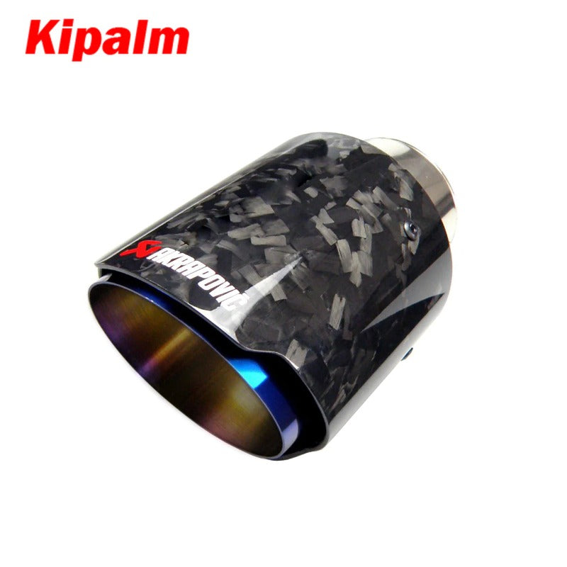 Kipalm Forged Carbon Fiber Car Exhaust Pipe Muffler Tip with Blue Burnt Stainless Steel CRV HRV JAZ VIOS WIth Logo