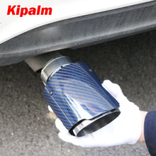 Load image into Gallery viewer, Unique Blue Carbon Fibre Car Exhaust Pipe Muffler Tip Glossy Twill Carbon Fiber Mirror-Polished T304 Stainless Steel Tips