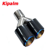 Load image into Gallery viewer, Dual Pipes Equal Length Remus Sport Glossy Carbon Fiber Exhaust Muffler Tips Glossy Blue Inner Pipe for BMW AUDI