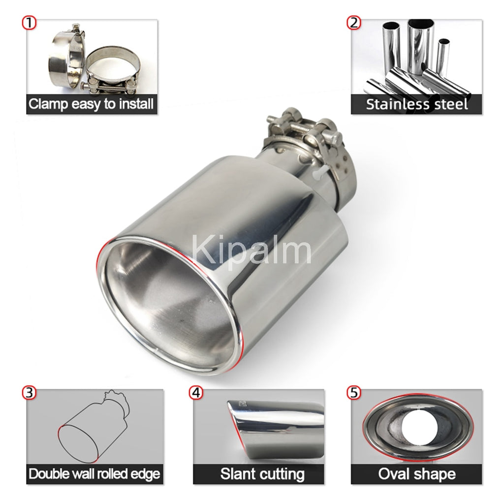 1pcs Oval Exhaust Tips Muffler Stainless Steel Pipe for Mercedes Benz W204 AMG C63 C65 Modify