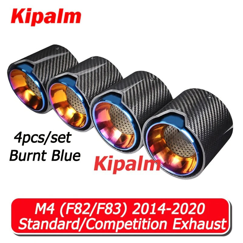 Kipalm 4PCS M Logo BMW M4 (F82/F83) 2014-2020 Carbon Fiber Exhaust Tip Muffler Pipe