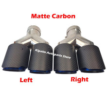 Load image into Gallery viewer, Dual Carbon Fiber Stainless Steel Burnt Blue Universal Auto AK Exhaust Tip Double End Pipe for BMW BENZ VW Golf AK Logo