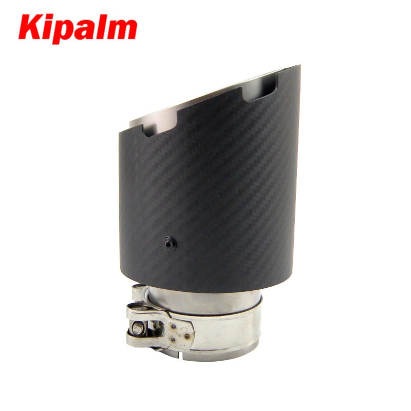 Kipalm Car Straight Edge Sand Blasting Stainless Steel Four Slots Matte Cover Carbon Fiber Exhaust Tip Muffler Tip