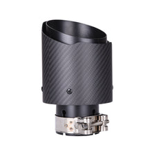 Load image into Gallery viewer, CARMON Twill Weave Matte Carbon Fiber Exhaust Pipe with black Stainless Steel Straight Edge Muffler Tip Tailpipe
