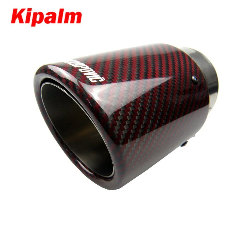 1PC Universal Akrapovic Red Carbon Fiber Exhausts Tip Muffler Tail Pipe Tip For BMW BENZ AUDI VW