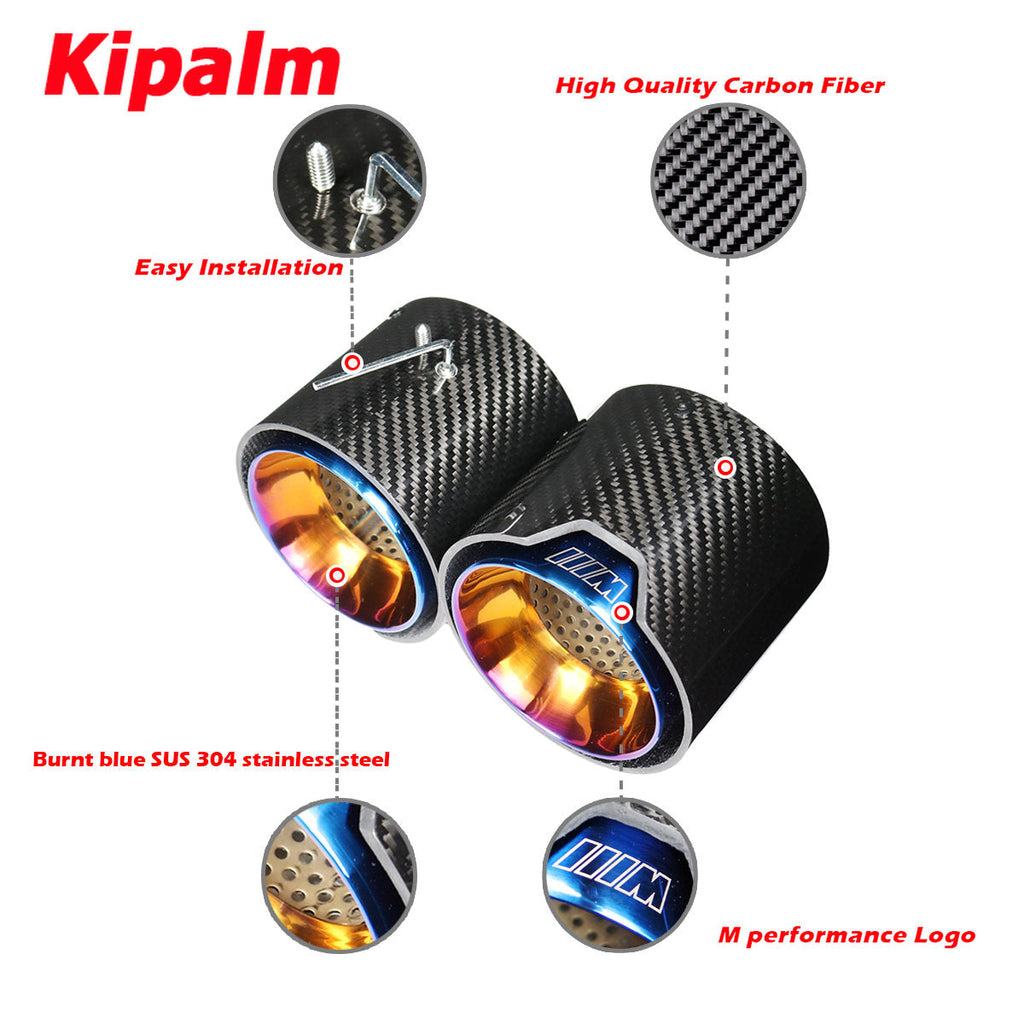 4PCS Blue BMW M3 M4 G80 G82 G83 M Performance Style Carbon Fibre Exhaust Tips Muffler Pipe