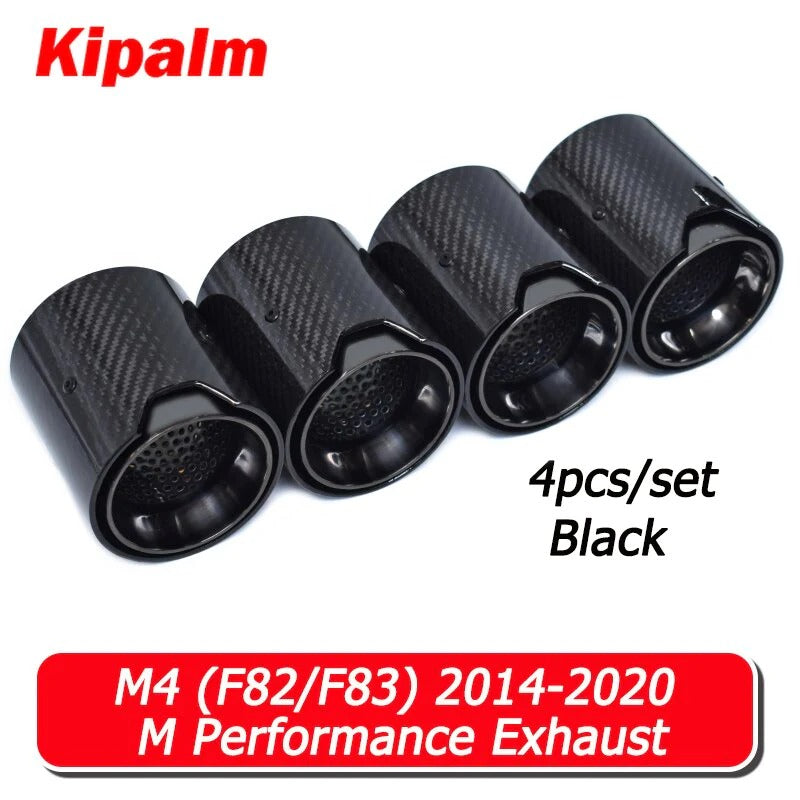 Kipalm 4PCS M Logo BMW M4 (F82/F83) 2014-2020 Carbon Fiber Exhaust Tip Muffler Pipe