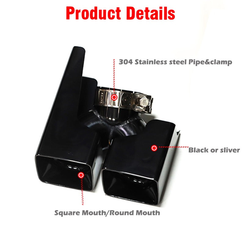 1 Pair OEM Square round Outlet Satinless Steel Exhaust Pipe For Land Rover Defender 2020-2023
