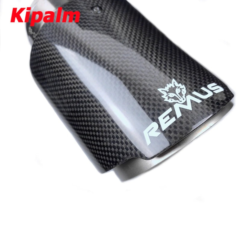 Universal Remus Sport Carbon Fiber Exhaust Muffler Tips Matte Silver Tail Pipe for BMW AUDI GOLF MAZDA