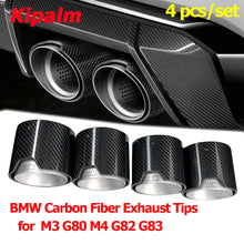 Load image into Gallery viewer, 4 Piece/set SandBlasting Stainless Steel Carbon Fiber Exhaut Tip Matte Silver Tail Pipe for BMW M3 G80 M4 G82 G83