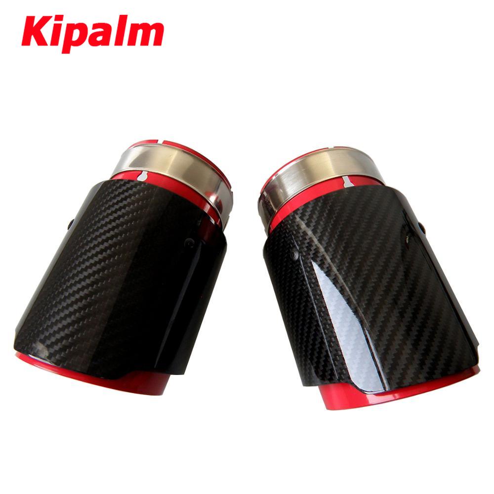 1PC Universal Akrapovic Carbon Fiber Red Coated Car Exhaust Pipe Tailtip Muffler tip Toyota CRV Without Logo