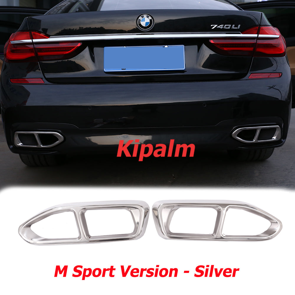 304 Stainless Steel Square Dual End Tip Cover for BMW 7 Series G11 G12 2016-2018 Car Muffler Tailpipe Sticker
