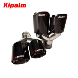 Universal Auto Akrapovic Dual Exhaust Tip Straight Edge Carbon Fiber Stainless Steel Double End Pipe