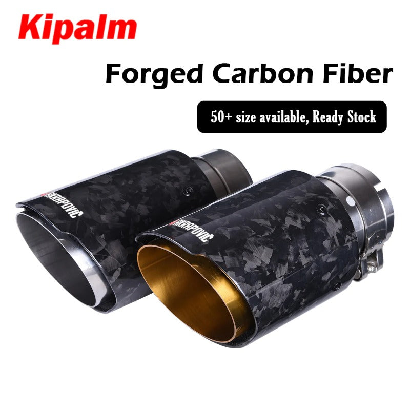 Kipalm Forged Carbon Fiber Akrapovic Authentic Cover Muffler Pipe Tip Car Universal Exhaust Pipe TailPipe