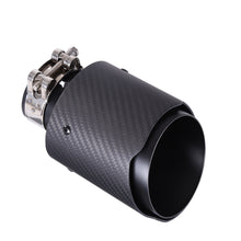 Load image into Gallery viewer, CARMON Twill Weave Matte Carbon Fiber Exhaust Pipe with black Stainless Steel Straight Edge Muffler Tip Tailpipe