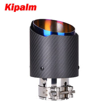 Load image into Gallery viewer, CARMON Twill Weave Matte Carbon Fiber Exhaust Pipe Straight Edge with Blue Burnt Stainless Steel Muffler Tip Tailpipe