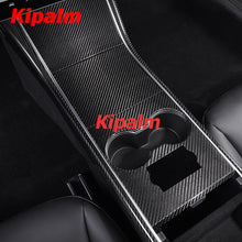 Load image into Gallery viewer, Real Hard Carbon Fiber Center Console Cover Trim Sticker for Tesla Model 3 Interior Modification 2017-2020