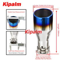 Load image into Gallery viewer, Universal Car Exhaust Pipe Tail Throat Stainless Steel Muffler Tips with Clamp Car Modification Parts Blue Burnt Color
