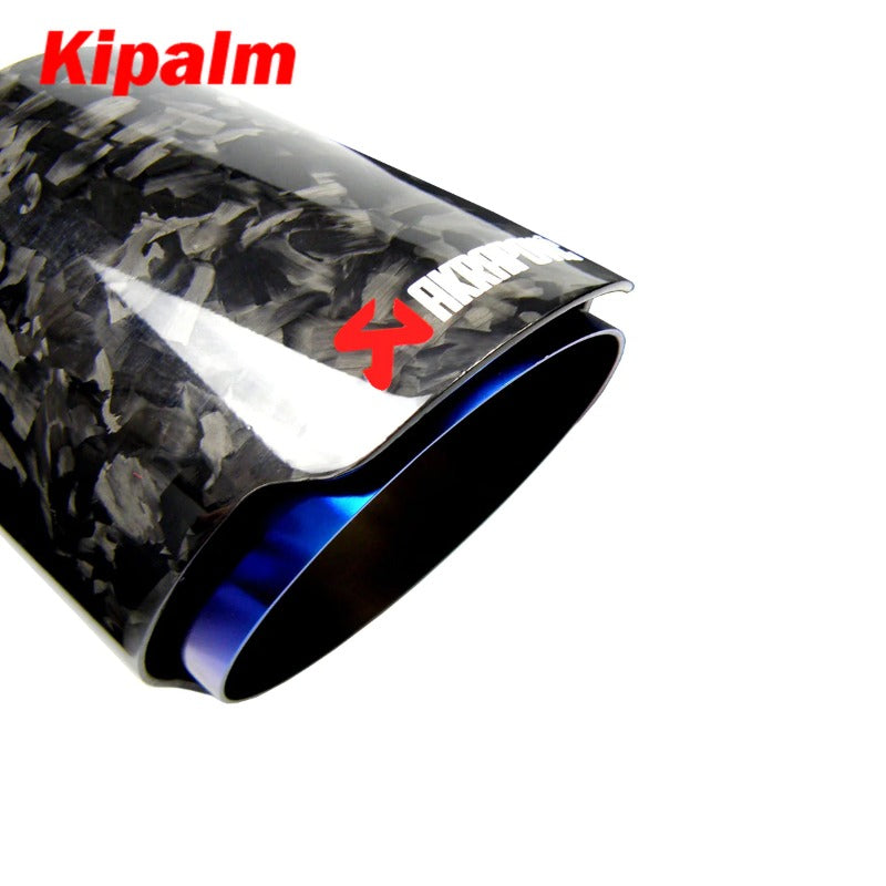 Kipalm Forged Carbon Fiber Car Exhaust Pipe Muffler Tip with Blue Burnt Stainless Steel CRV HRV JAZ VIOS WIth Logo