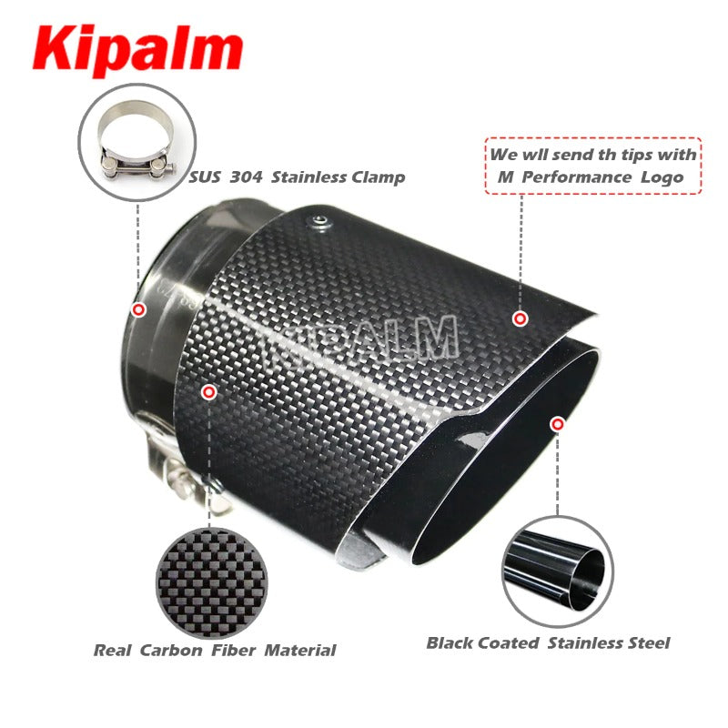 4pcs M Performance Glossy Carbon Fiber Exhaust Muffler Tips for BMW M3 M4 F80 F82 F83 F87 F10 F12 F13 F06 M6