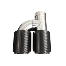 Load image into Gallery viewer, Dual Pipe h Style  Carbon Fiber + Stainless Steel Universal Auto Exhaust Muffler Tips Double End Pipe for BMW BENZ VW Golf