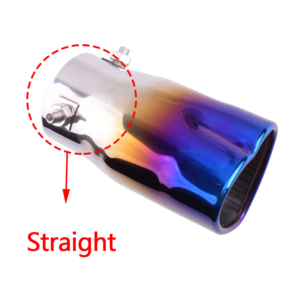 Universal Adjustable 2.5" Burnt Blue Stainless Steel Single Exhaust Tips Silver Muffler Tail with Heart Shape Style