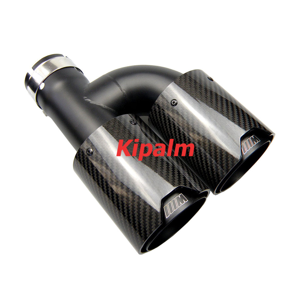 Universal M Performance Style h Shape Dual Carbon Fiber Muffler Tips Black Stainless Steel Exhaust Pipe for BMW