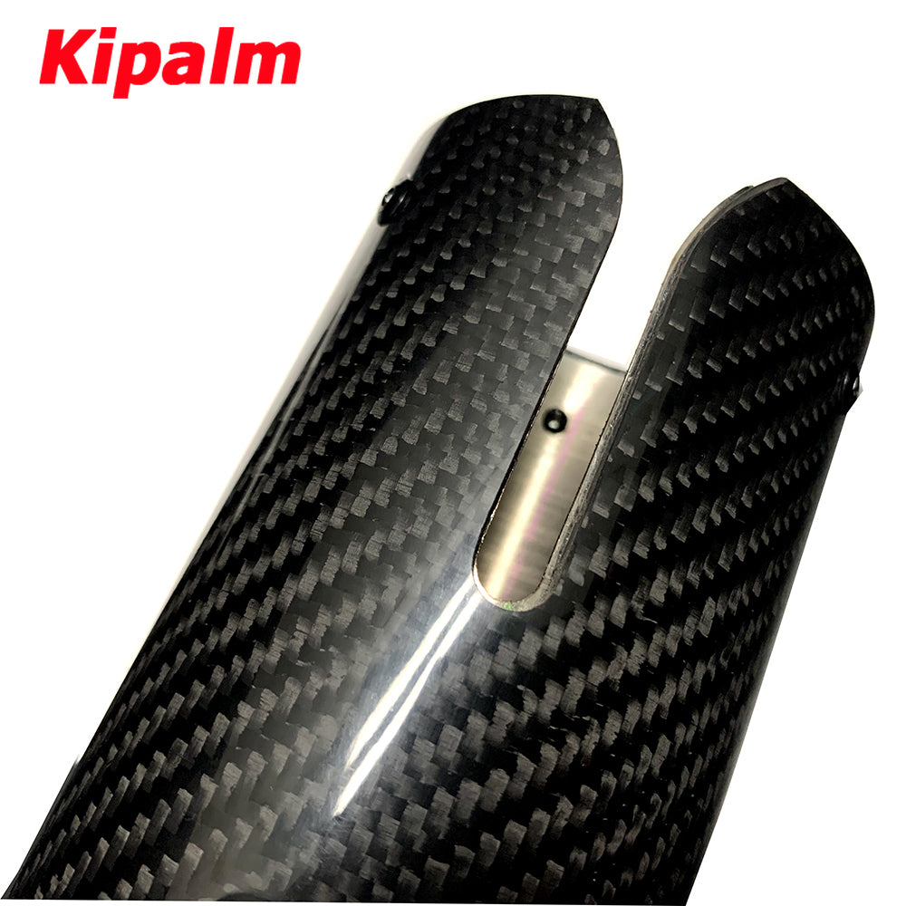 1 Pair Universal Glossy Carbon FIber Clip on Style Exhaust Muffler Tips for BMW E90 E92 325i Polo Jetta MK6 Scirocco