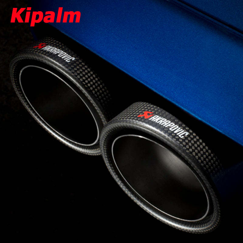 1PCS Akrapovic Curly Matte Car Universal Carbon Fiber Exhaust Tip Muffler Pipe For BMW BENZ AUDI VW