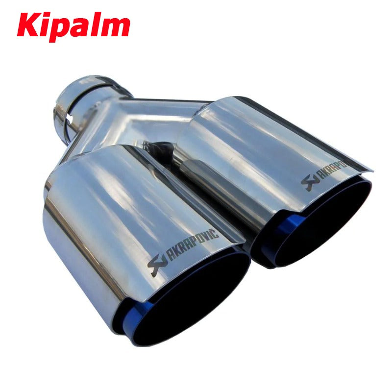 Car Universal Akrapovic Dual Burnt Blue Stainless Steel Exhaust Tip Double End Pipe for BMW BENZ VW Golf TOYOTA