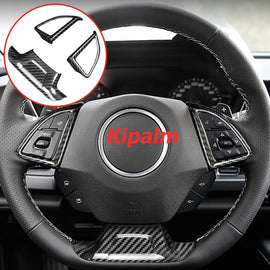 Dry Carbon Fiber Steering Wheel Button Decoration Cover Frame Sticker for Chevrolet Camaro 2016-2019