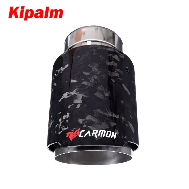 Kipalm Forged Carbon Fiber Exhaust Pipe Muffler Tip with 304 Stainless Steel for Camry Corolla Yaris Hilux Vios Rush Innova Fortuner Avanza