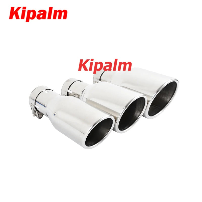 1PC Car Exhaust Pipe Tail Throat Stainless Steel Muffler Tips with Clamp Modification Parts Silver Color