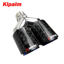 Load image into Gallery viewer, Kipalm Forged Carbon Fiber Dual Tips Exhaust Pipe Muffler Tip with Blue Burnt Stainless Steel Inner Pipe Muffler Cutter