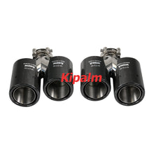 Load image into Gallery viewer, 1PC3.5 inch Universal Curly Edge Dual Outlet Carbon Fiber Exhaust Pipe Akrapovic Tip for BMW AUDI GOLF MAZDA