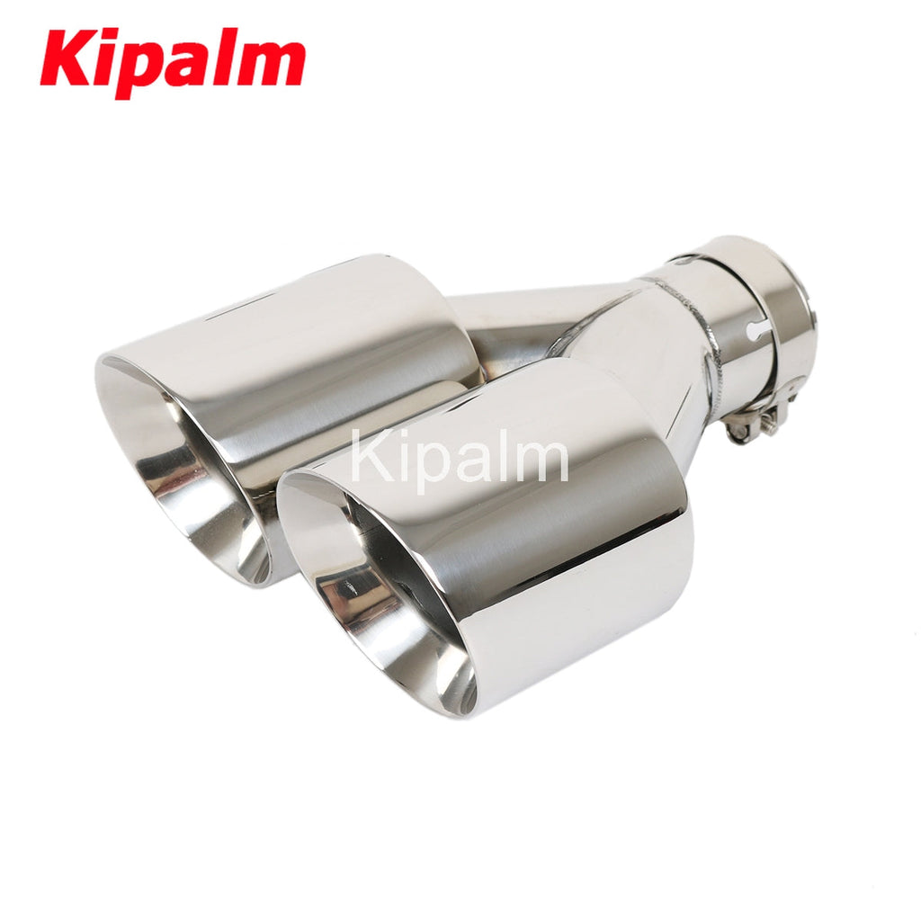 1 Pair Exhaust Dual Tips Double-layer Polished Stainless Car Muffler Tail Pipes for Exhaust Modify